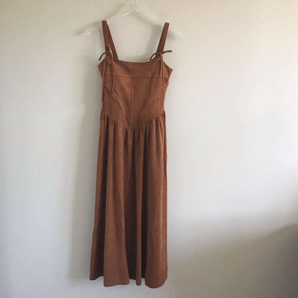 Moon River Faux Suede Brown Dress - Picture 1 of 5
